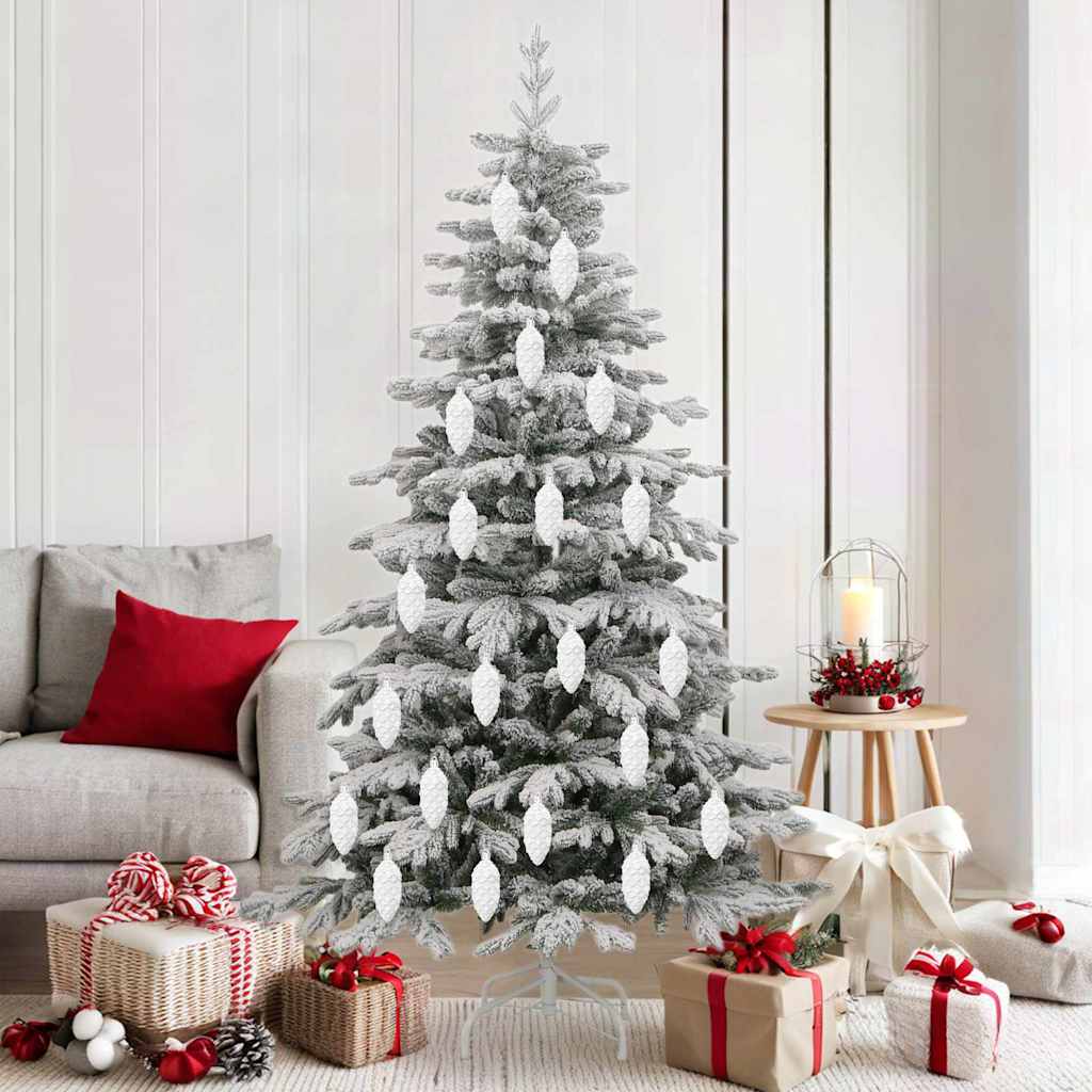 Christmas Pine Cone Ball 40 pcs White
